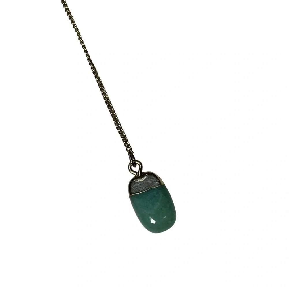 J Crew Green Polished Stone Gold Necklace